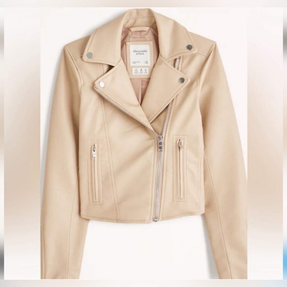 Vegan Suede Moto Jacket - light brown, size medium